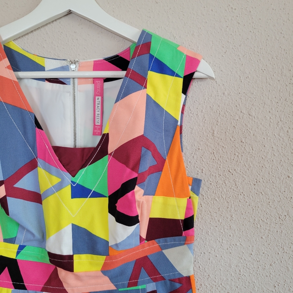 Plenty by Tracy Reese Size 4 Kaleidoscope Geometric Sleeveless Lined Shift Dress
